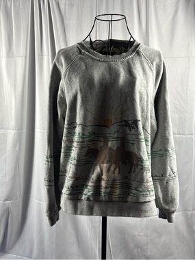 Gray Western Horse Graphic Sweatshirt